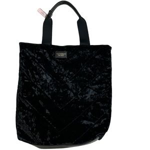 Victoria's Secret Black Velvet Tote Bag